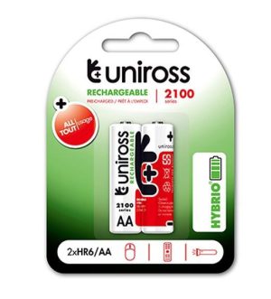 UNIROSS  RECHARGABLE AA 2100 HYBRIO BATTERIES 2PCS Office Stationery & Supplies Limassol Cyprus Office Supplies in Cyprus: Best Selection Online Stationery Supplies. Order Online Today For Fast Delivery. New Business Accounts Welcome